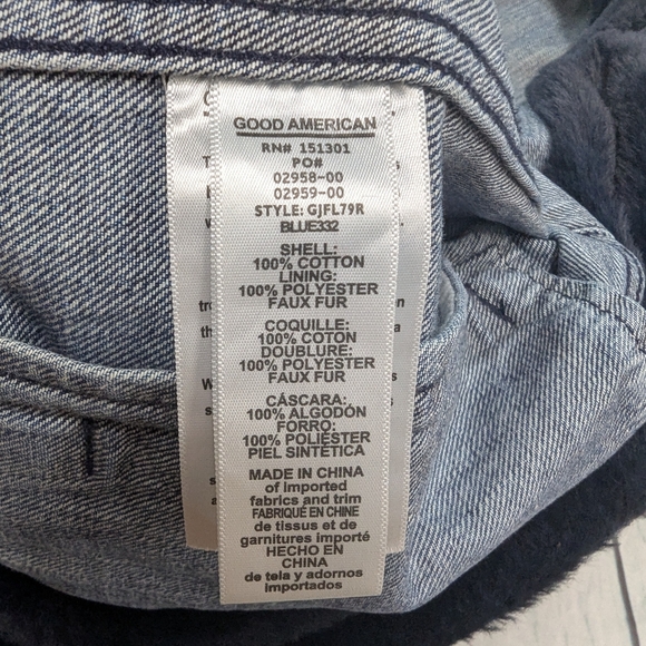 Good American Lux Faux Fur Lined Denim Jacket. - Picture 3 of 8